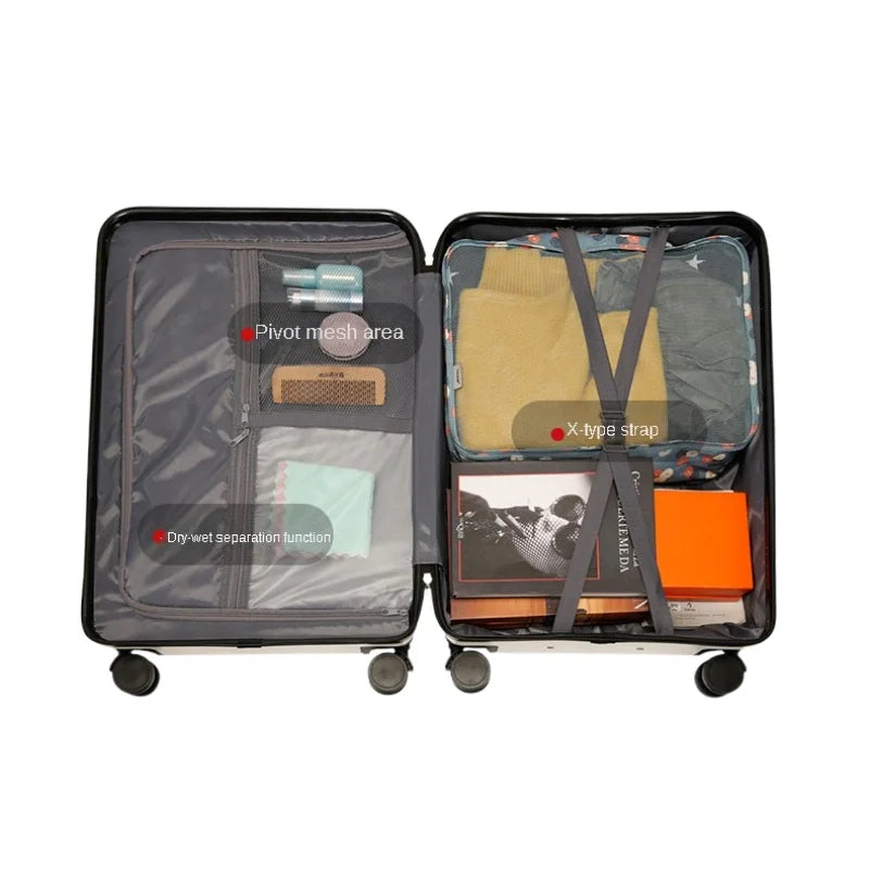 Boarding bag durable aluminum suitcase Luggage Trolley Mute Universal Wheel 20-Inch Student Password Business Boarding Luggage