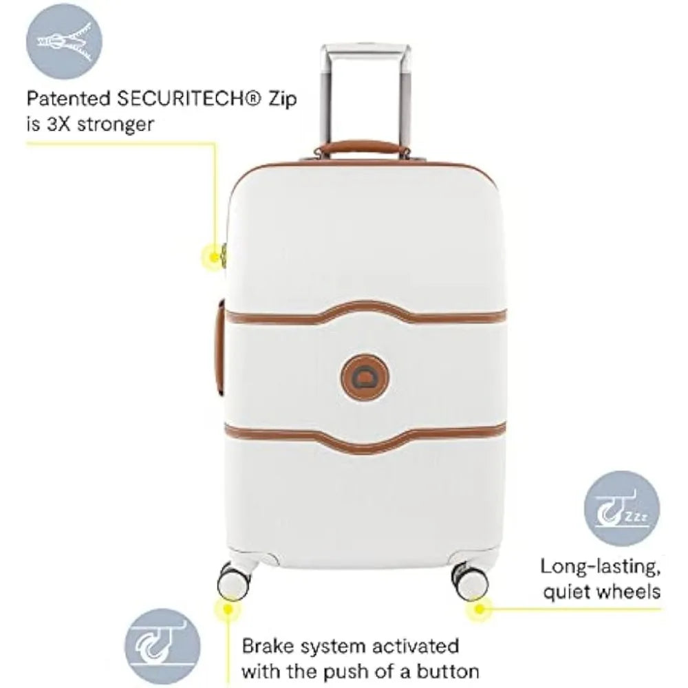 Travel Bags With Wheels Free Shipping Checked-Large 28 Inch Chatelet Hard+ Hardside Luggage With Spinner Wheels Champagne White