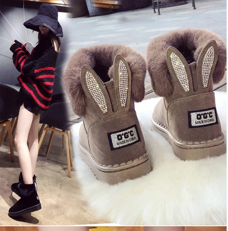2021 New Women Winter Snow Boots Velvet Padded Shoes Boots Outdoor Fur Keep Warm Shoes Female Solid Casual Boots