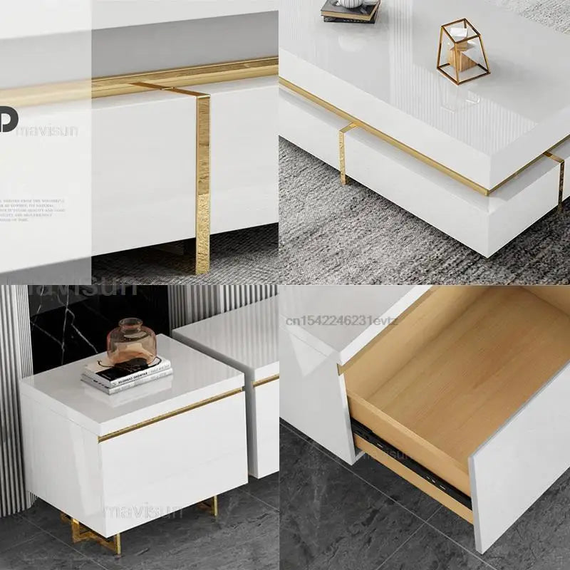 Modern Furniture For Home Living Room Center White Table And TV Cabinet For Family Used Simple Luxury Loft Coffee Table TV Stand