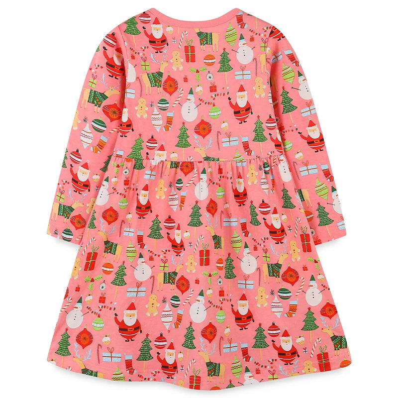 Bumeex Girls Dresses Christmas Children's Clothing Fall Cotton Long Sleeve Princess Dresses Toddler Girls Dresses 2-7 Years