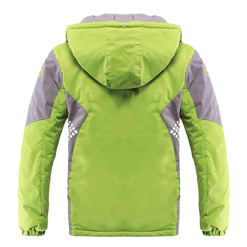 Waterproof Girls Boys Rain Jacket Patchwork Print Kids Outfits Fleece Child Coat Children Outerwear Spring Autumn 3-12 Years Old