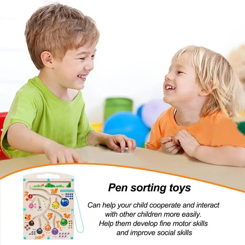 Magnetic Maze Board Fine Motor Skills Toys Montessori Puzzle Color Sorting Game Magnetic Maze Board For Color Matching Learning