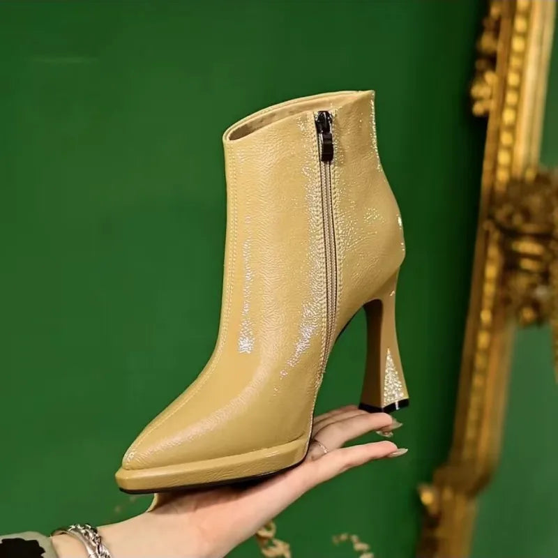 Ultra-high skinny heels fashion boots for women autumn and winter fashion pointy skinny boots temperament waterproof platform