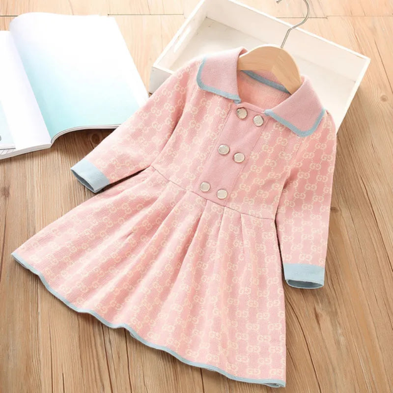 Girls Dress Autumn New Fashionable Heart-shaped Print Skirt Baby Girl Autumn Princess Sweater Dress vestido niña dress