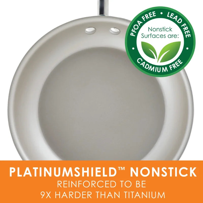 Rachael Ray 8-Piece Get Cooking! Stackable Nonstick Cookware Set, Red stainless steel cookware set cooking pot