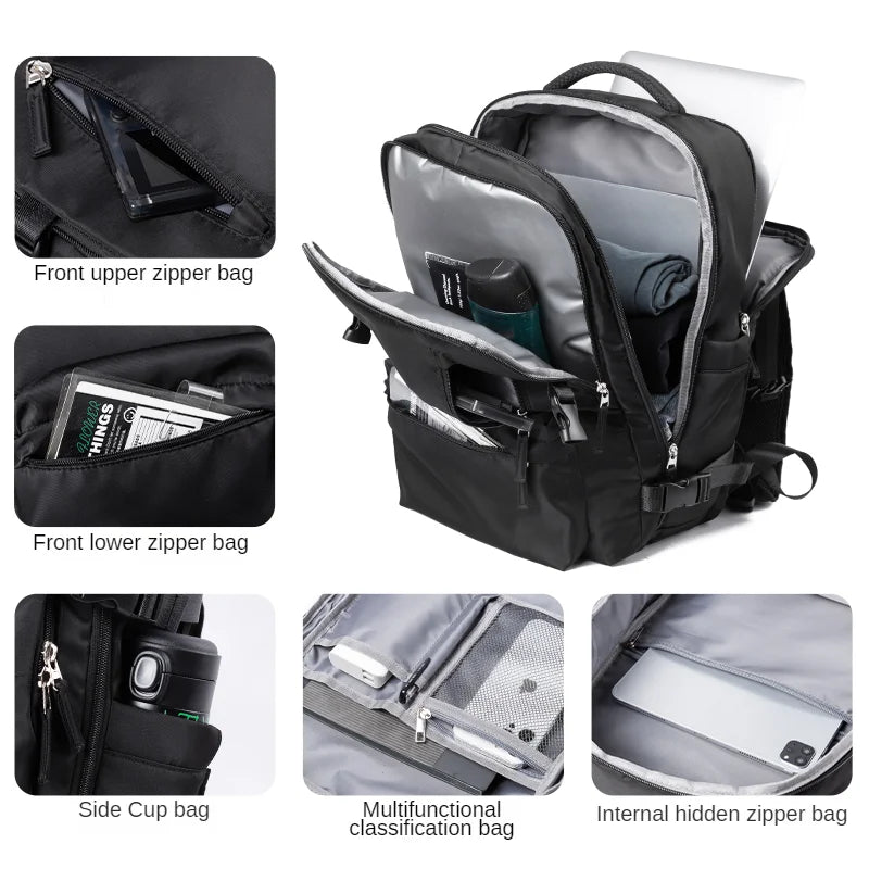 Men Travel Backpack Large Capacity 30L Carry on Backpack Waterproof 17'' Laptop Backpack with Shoes Pocket Cabin Women Backpack