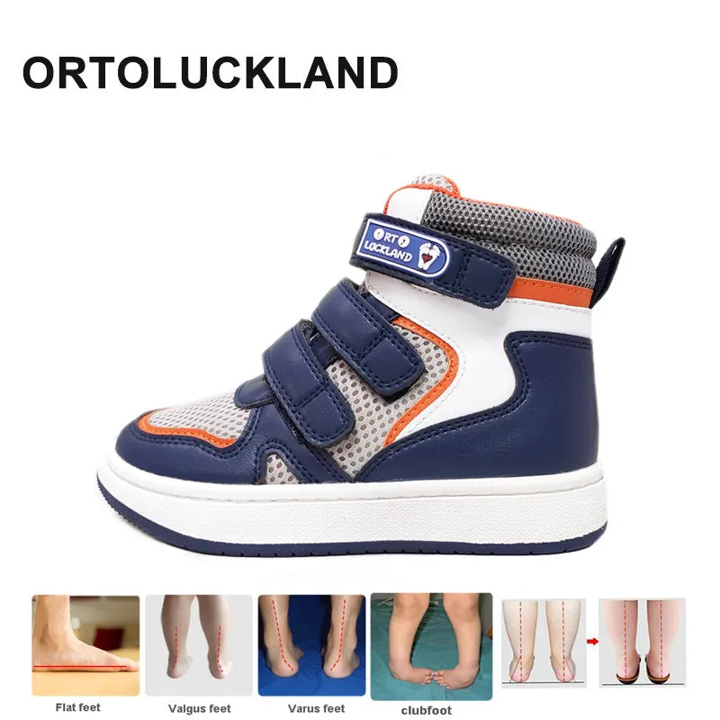 Toddlers Boys Medical Orthopedic Shoes For Kids Mesh Leather Children Sneakers Clubfoot Flatfeet Ankle Support Tennis Footwear