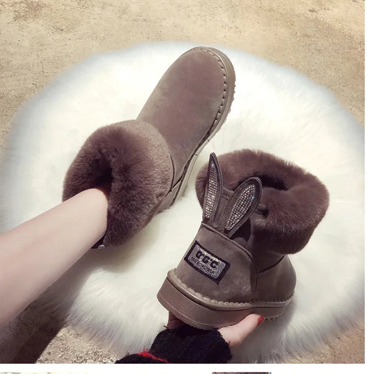 2021 New Women Winter Snow Boots Velvet Padded Shoes Boots Outdoor Fur Keep Warm Shoes Female Solid Casual Boots