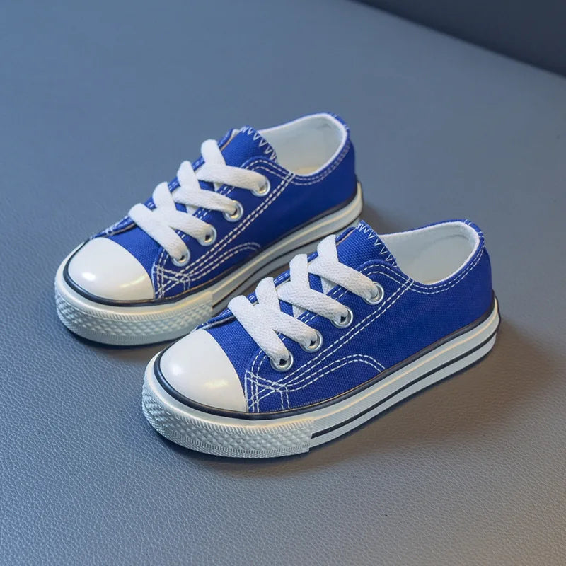 2023 Spring Autumn New Boy Shoes Toddler Girl Sneakers Kids Jelly Color Canvas Shoes Children Casual Lace Up Classic FlatsShoes