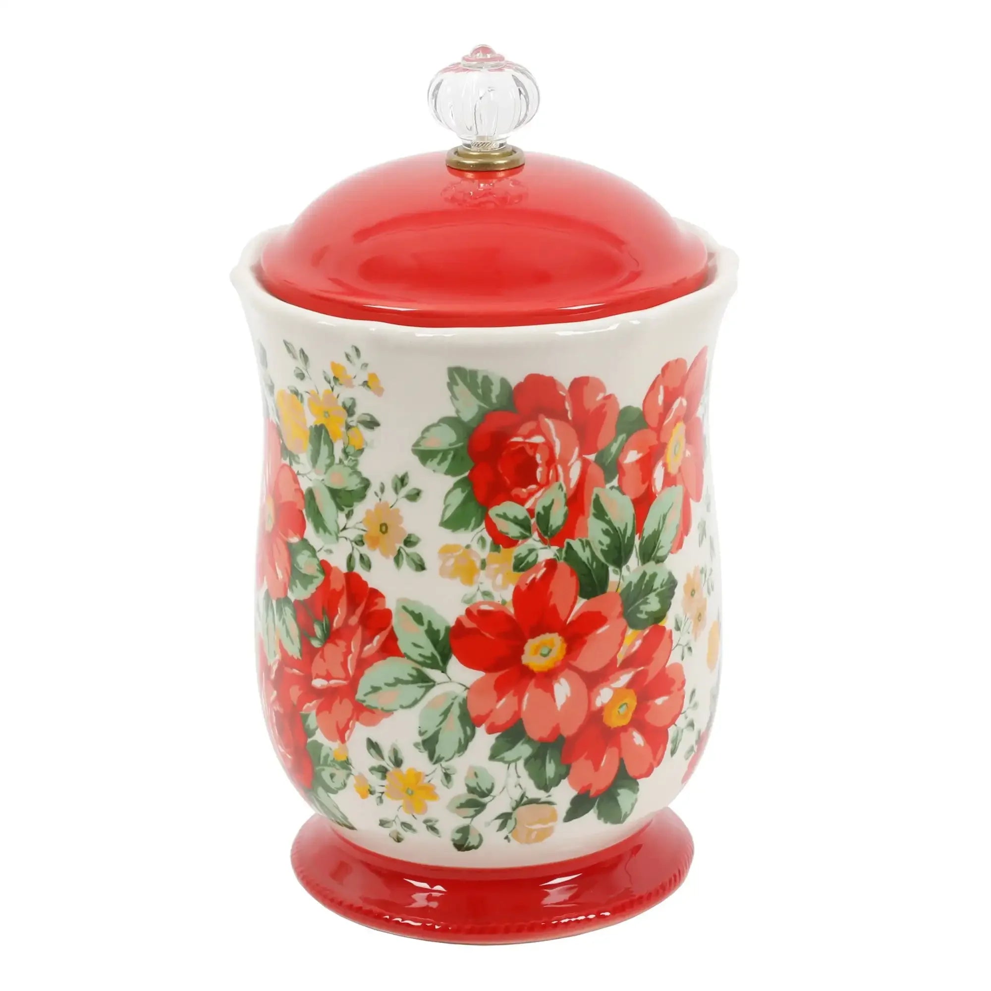 Vintage Floral Canister with Acrylic Knob, 10", Kitchen Storage Container, Kitchen Items,Kitchen Organizer and Storage Container