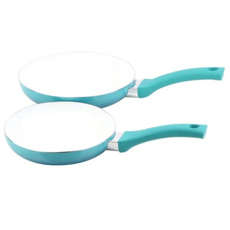 Ceramic Nonstick 12 Piece Cookware Set, Teal Ombre, Hand Wash Only Pots and Pans