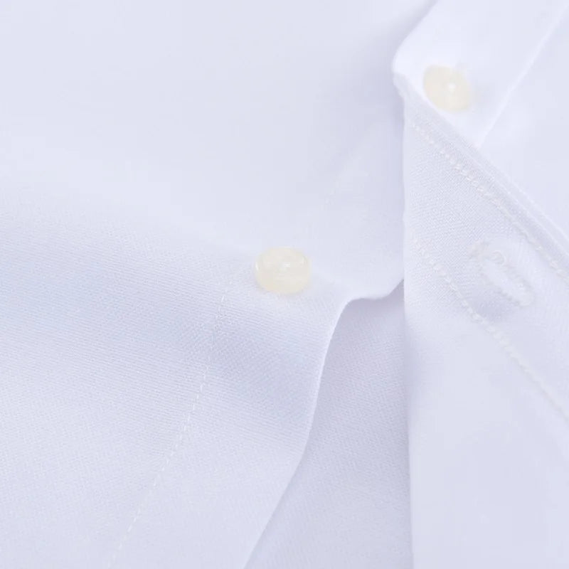 2023 Men's Fashion Long Sleeve Solid Oxford Shirt Single Patch Pocket Casual Standard Fit Button-down Collar Shirts