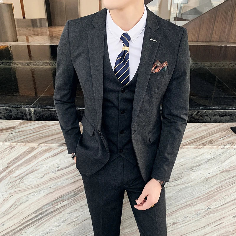 6XL 7XL (Blazers+Pants+vest) 3 Pieces Mens Suits 1 Buttons Wedding Suits for Men Groom Tuxedos Business Formal Suits Jackets