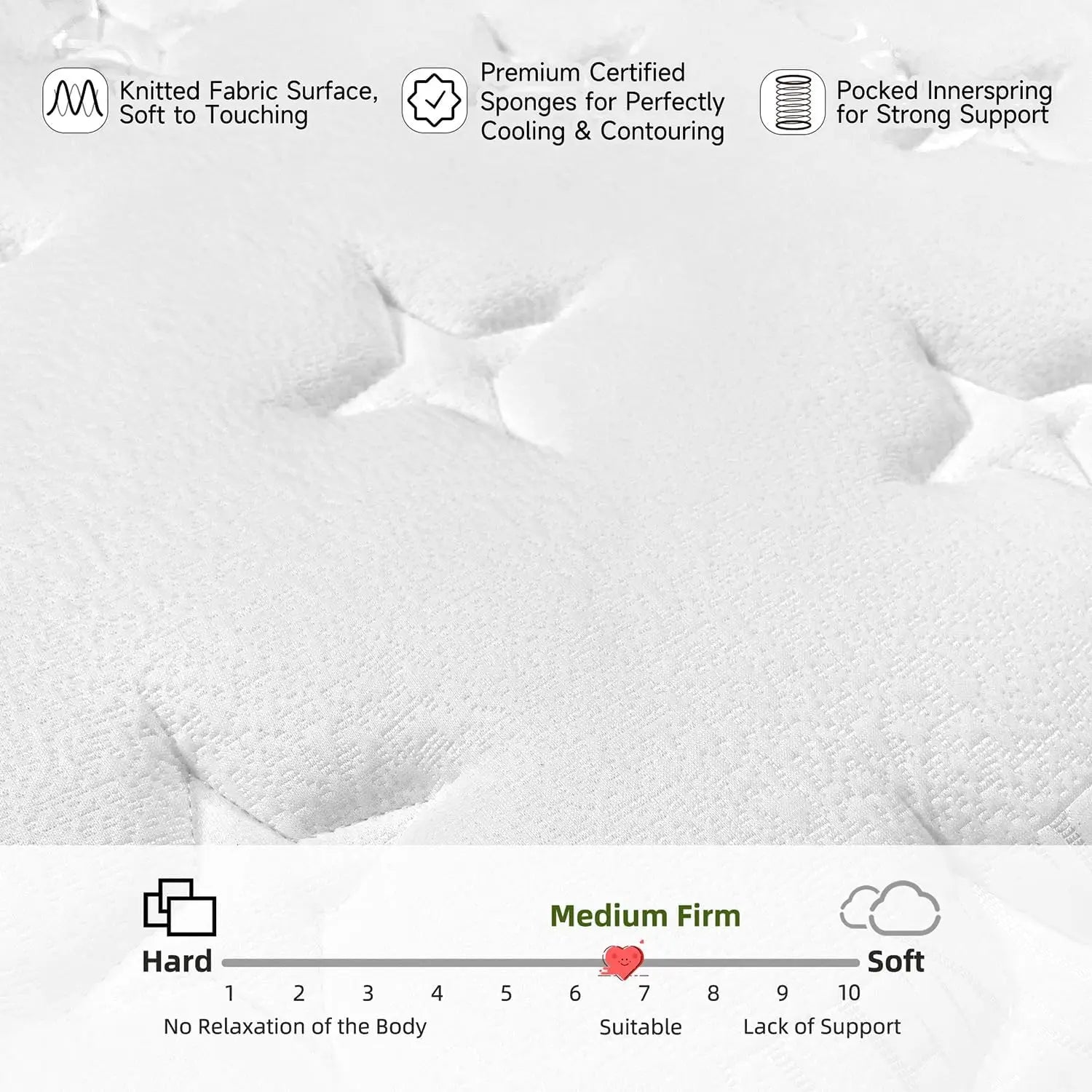 Queen Mattresses 14 Inch Euro Top Queen Mattress with Memory Foam Hybird Individually Wrapped Coil Mattress in a Box