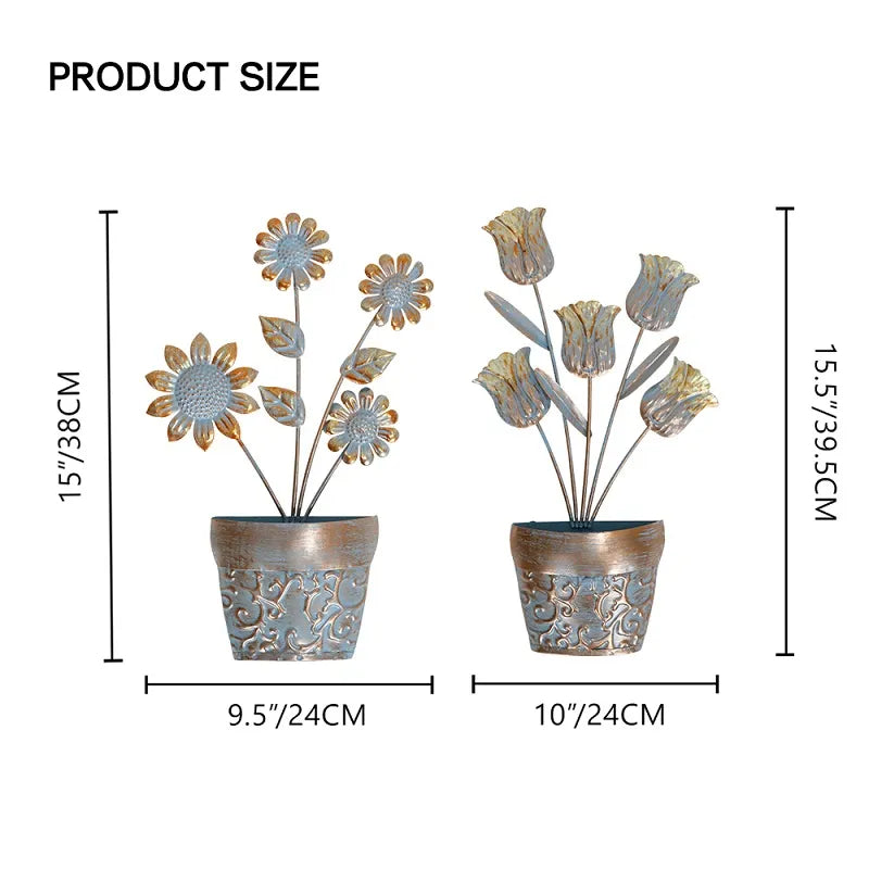 LIFFY Metal Flower Wall Art Hand Hanging Flower Wall Decoration Crafts Sculpture Suitable for Home Living Room Bedroom Warm Gift