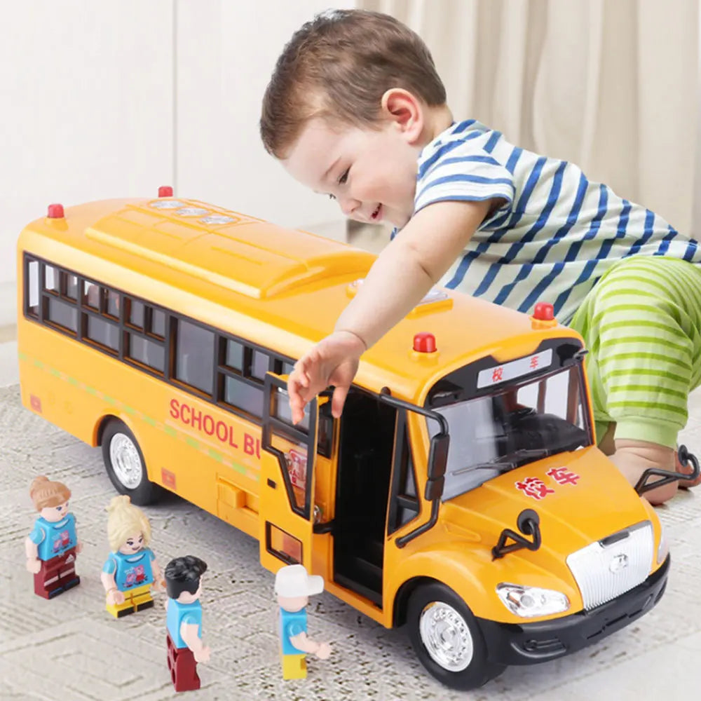 Simulation Inertial School Bus Toys School Car Model Lighting Car Toys for Kids Educational Interactive Toys