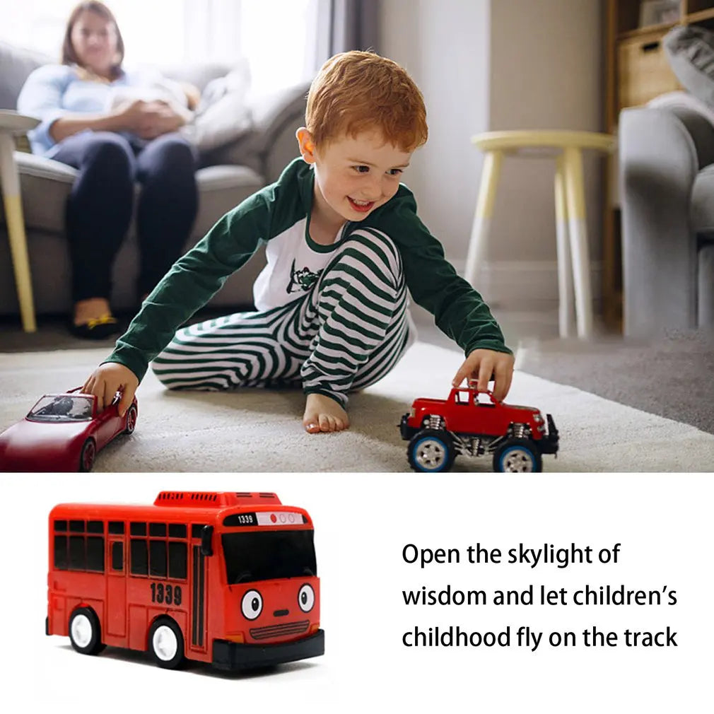 4pcs/set Anime Tayo the Little Bus Educational Toys Cartoon Mini Plastic Pull Back Bus Car Model Toy for Kids Christmas Gifts