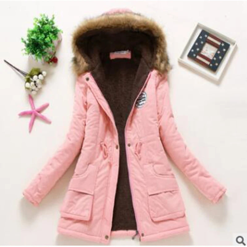 Winter Coat for Women Slim XXXL Size Outwear Medium-Long Cotton Padded Coat Thick Warm Hooded Parka Mujer Women's Casual Jacket