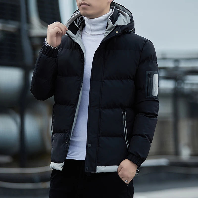 Men 2023 Winter Jacket Casual Thick Warm Windproof Outwear Fashion Hooded Down Parkas Coat