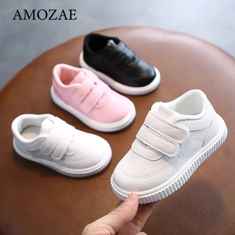 Baby Shoes Children's Leather White Shoes For Girls Kids Sneakers Boys Sport Shoes Flexible Sole Trainers School Running Shoes