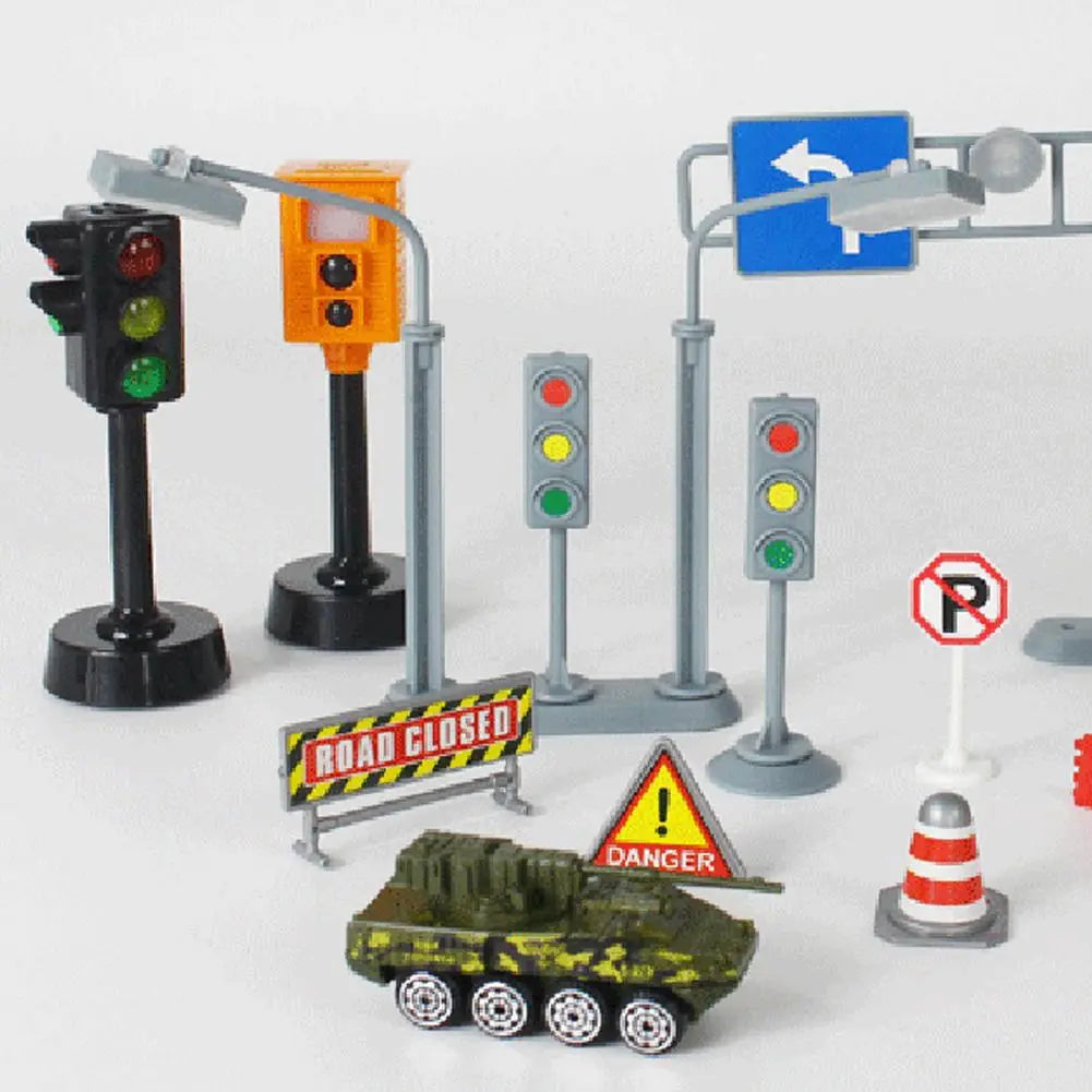 Kids Traffic Toys Light Traffic Enforcement Camera Toy Mini Traffic Signs Road Light Block Sound LED Safety Education Tools