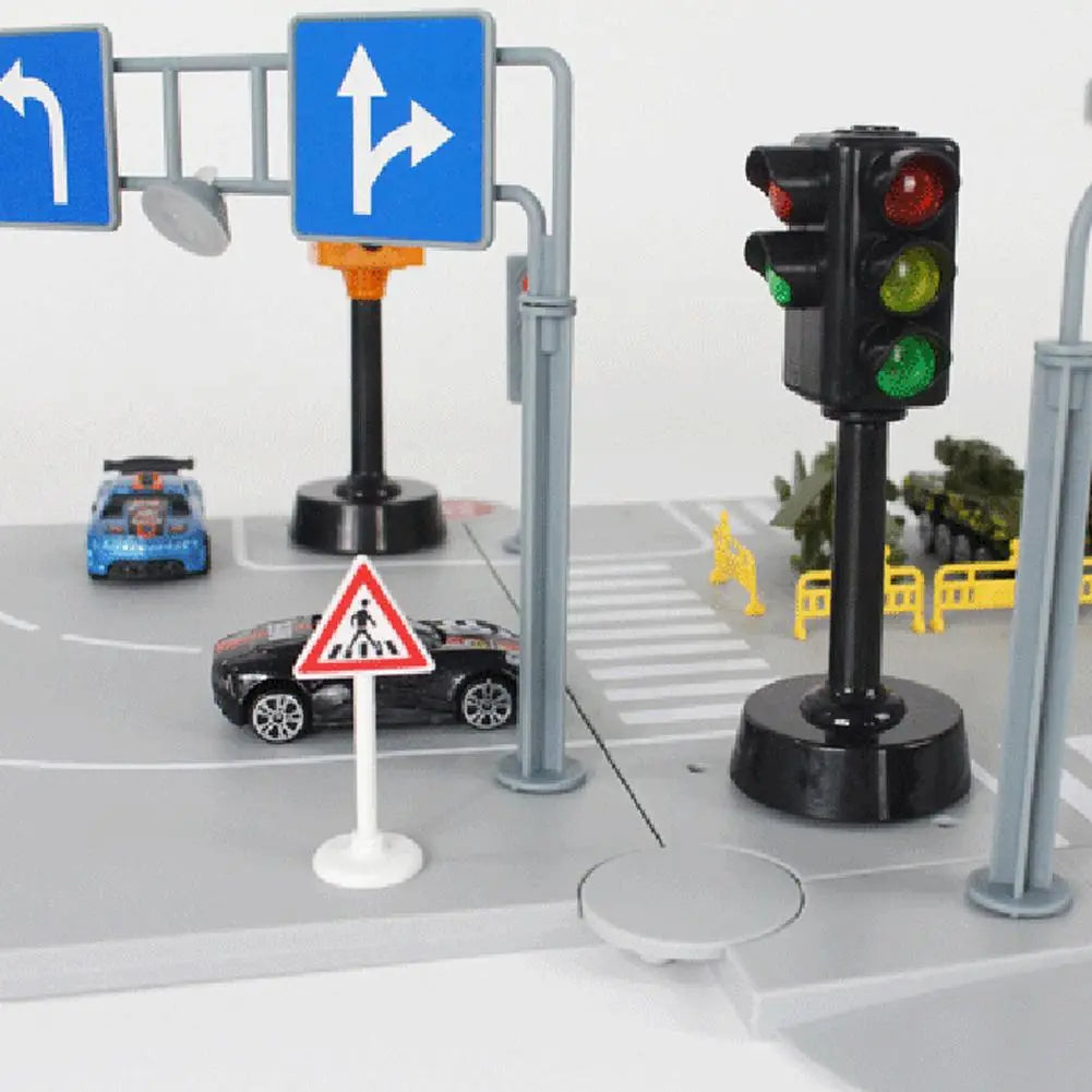 Kids Traffic Toys Light Traffic Enforcement Camera Toy Mini Traffic Signs Road Light Block Sound LED Safety Education Tools