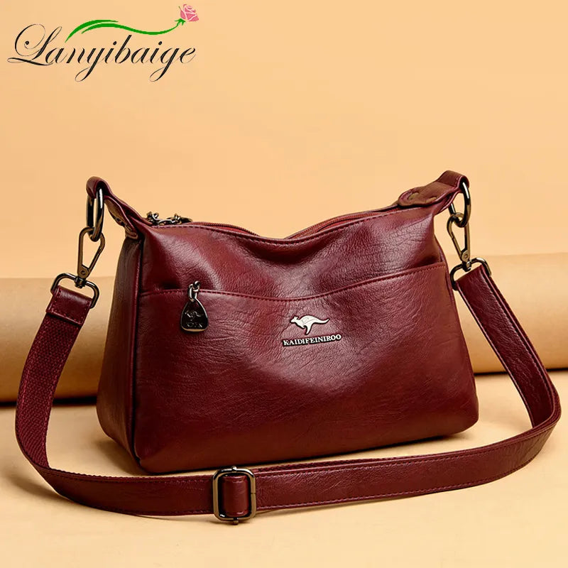 Ladies Multi-pocket Messenger Bag High Quality Soft PU Leather Shoulder Bags Casual Crossbody Bags for Women 2022 New Tote