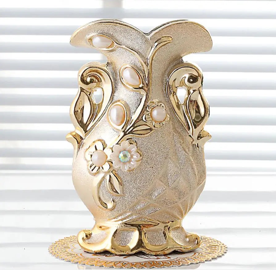 Gilt Frosted Porcelain Vase Vintage Advanced Ceramic Flower Vase For Room Study Hallway Home Wedding Decor