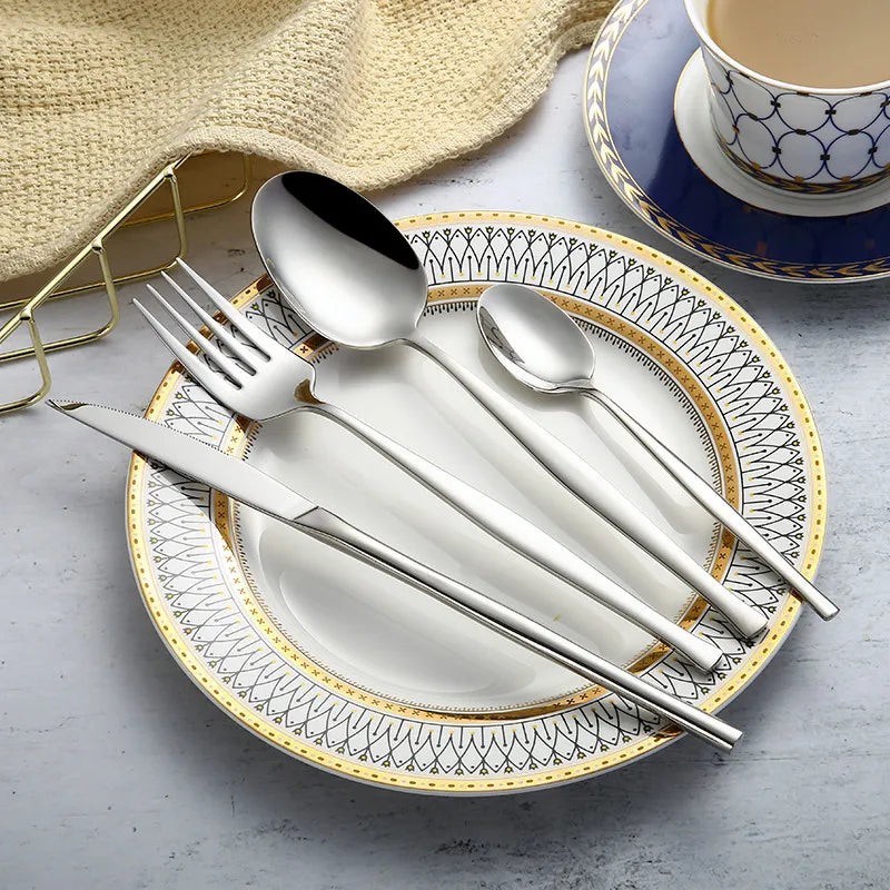 Stainless Steel Cutlery Silverware Spoon Set Dinner Set Matte Gold Cutlery Knives Forks Spoons Dinnerware Set Eco Friendly