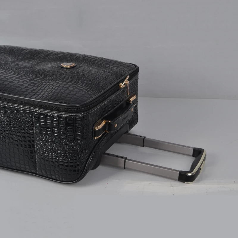 Real Leather crocodile pattern trolley suitcase universal wheel 16/20 inch boarding travel luggage full leather travel suitcase