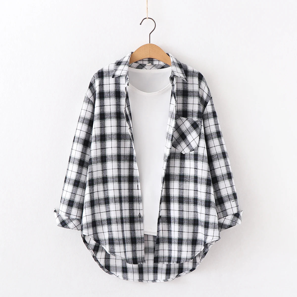 Loose Casual Style Women's Yellow Red Plaid Shirt 2023 New Womens Tops Large Size Long Sleeve Shirts Boutique Clothing