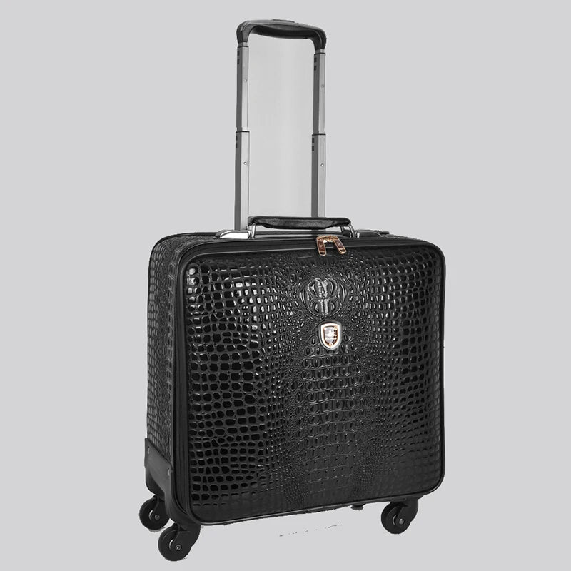 Real Leather crocodile pattern trolley suitcase universal wheel 16/20 inch boarding travel luggage full leather travel suitcase