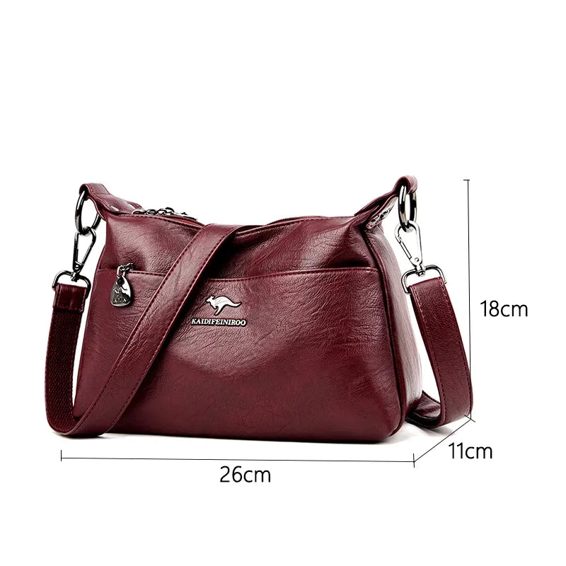 Ladies Multi-pocket Messenger Bag High Quality Soft PU Leather Shoulder Bags Casual Crossbody Bags for Women 2022 New Tote