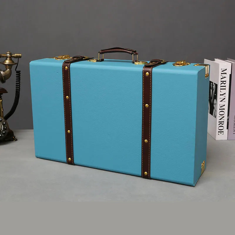 Luxury Vintage Trunk Travel Hand Big Suitcases Leather Luggage Carry-on Under Bed Clothing Organizer Storage Box Antique Bin