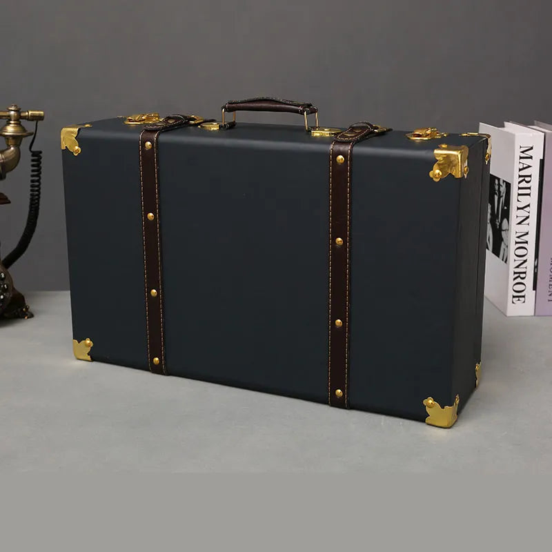 Luxury Vintage Trunk Travel Hand Big Suitcases Leather Luggage Carry-on Under Bed Clothing Organizer Storage Box Antique Bin