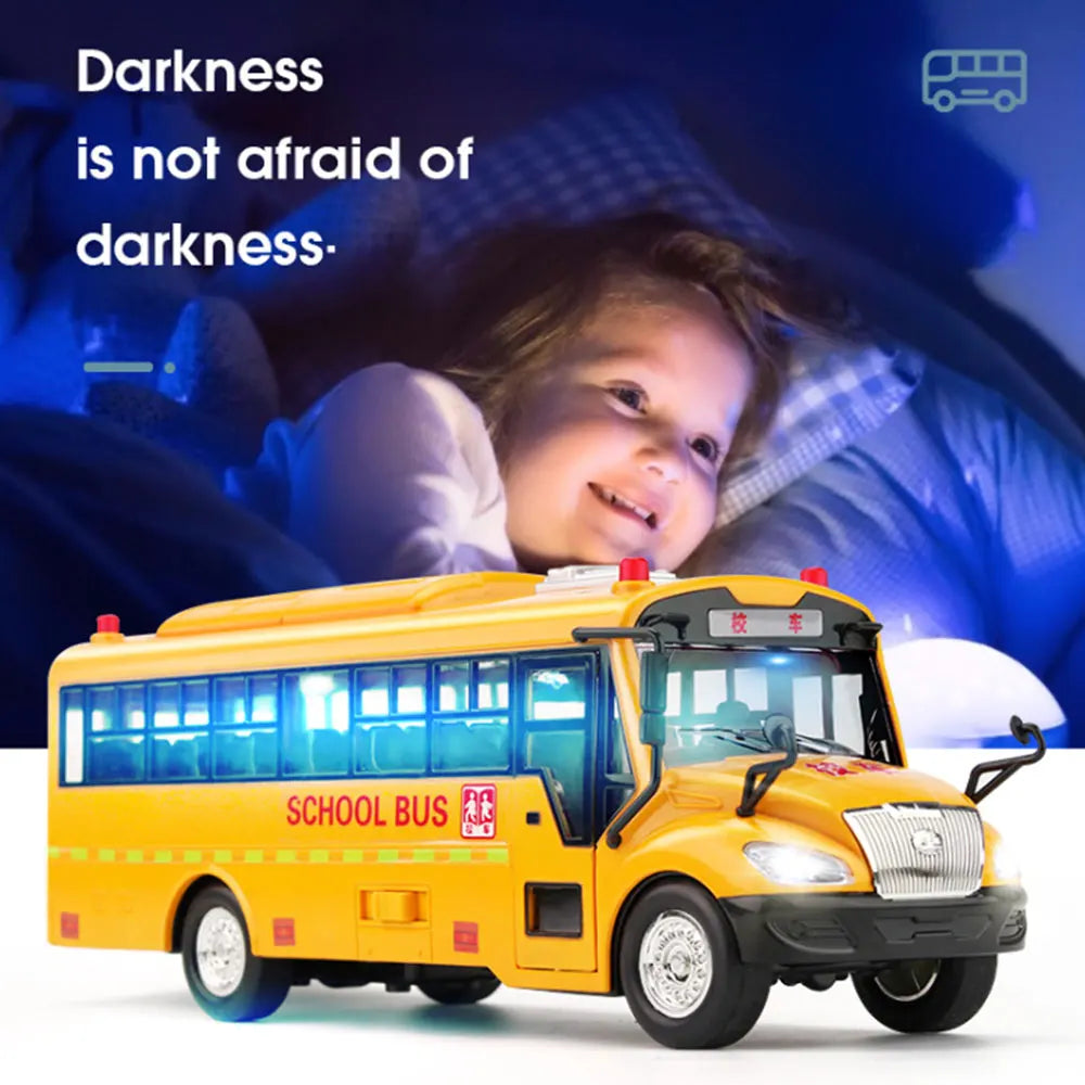 Simulation Inertial School Bus Toys School Car Model Lighting Car Toys for Kids Educational Interactive Toys