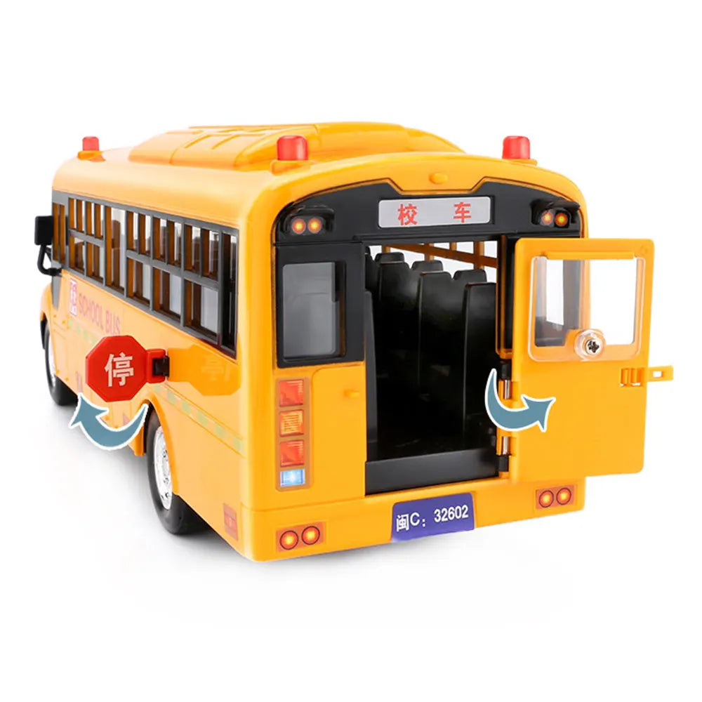 Simulation Inertial School Bus Toys School Car Model Lighting Car Toys for Kids Educational Interactive Toys