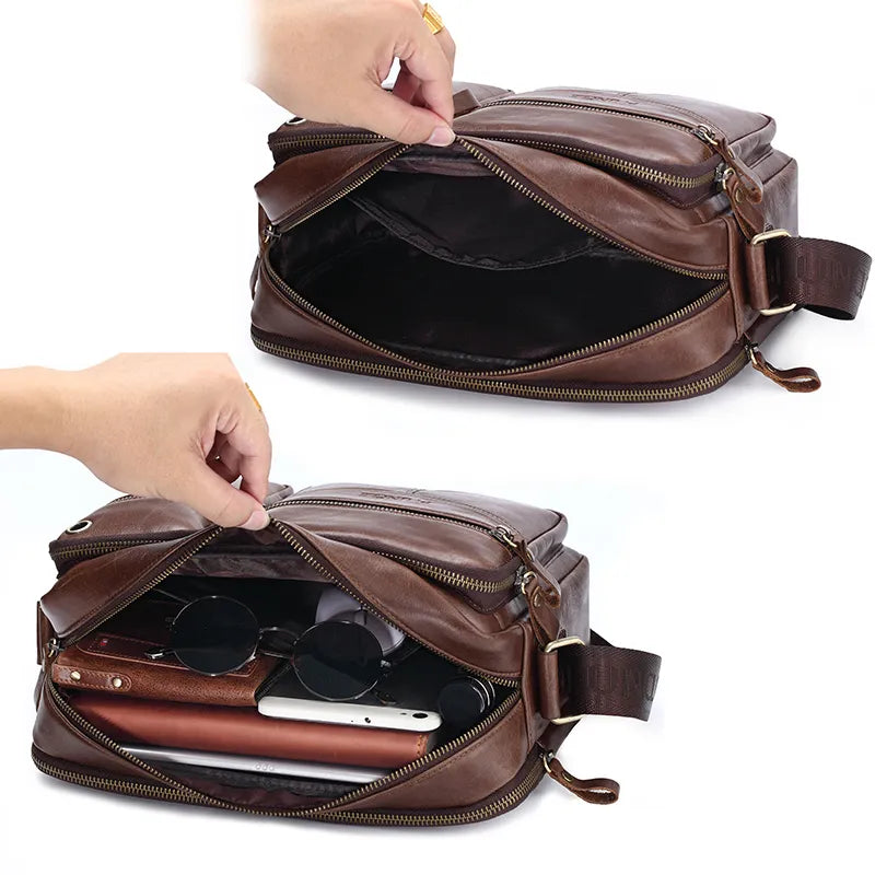 New 2022 Men Genuine Leather Shoulder Bag Casual Leather Men's Pad Messenger Bag Male Business Crossbody Bag Hot Handbag for Men