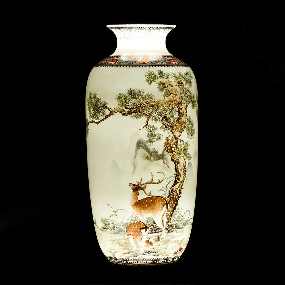 Jingdezhen Ceramic Vase Vintage Chinese Traditional Vases Home Decoration Animal Vase Fine Smooth Surface Furnishing Articles