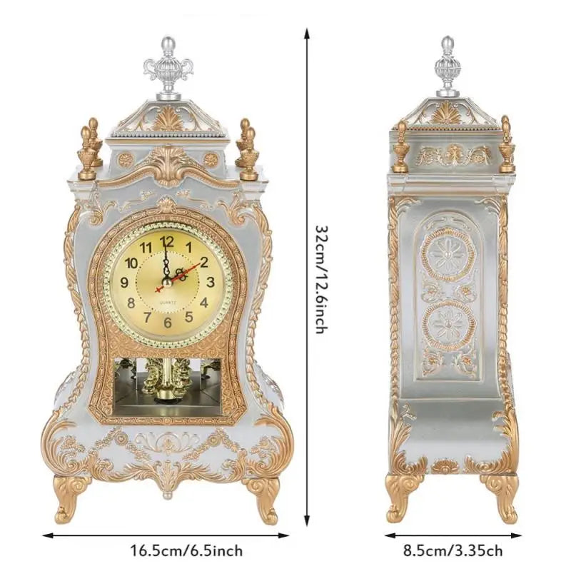 Vintage Desk Alarm Clock Classical Royalty Sitting Room TV Cabinet Desktop Clocks Battery Powered Table Clock Home Decoration