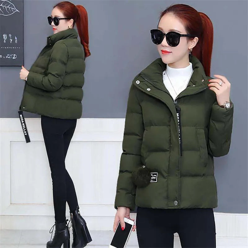 2023 Autumn Winter Parka Jacket Women Casual tops Women's Cotton-padded Clothes Short Loose Fashion Wild Coat Female A307