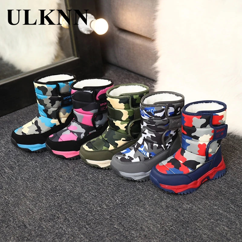 Children's Winter Snow Boots Round Toe Non-slip Waterproof 26-38 Soft Winter Boys Warm Shoes Comfortable Fashion Footwears