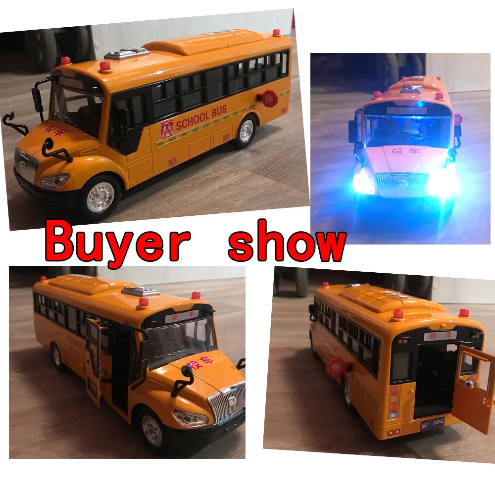 Simulation Inertial School Bus Toys School Car Model Lighting Car Toys for Kids Educational Interactive Toys