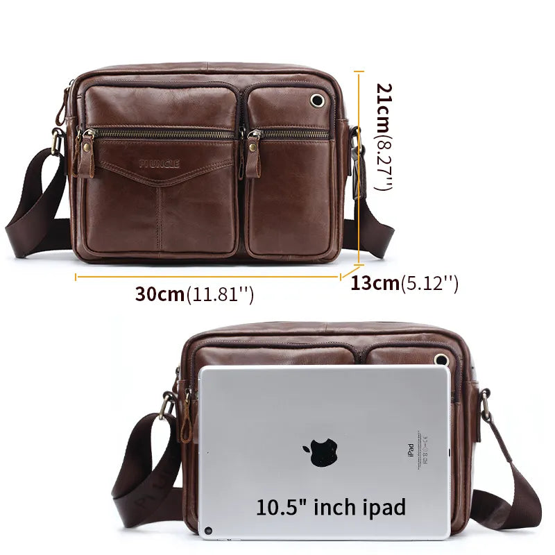 New 2022 Men Genuine Leather Shoulder Bag Casual Leather Men's Pad Messenger Bag Male Business Crossbody Bag Hot Handbag for Men