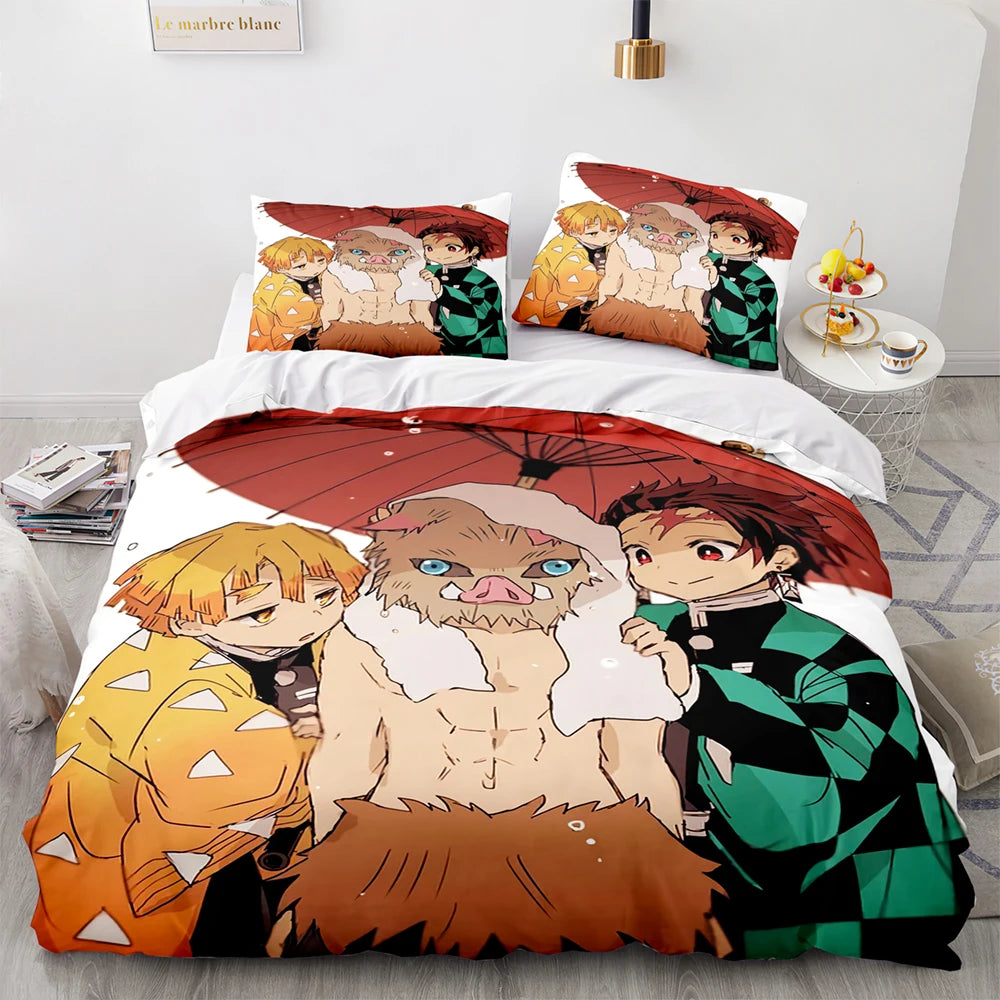 Demon Slayer 3d Bedding Set Anime Duvet Cover Pillowcases Single Twin Full Queen King Size Kids Girls Boys Gift Home Decor