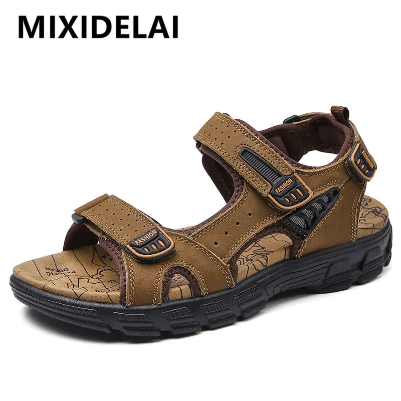 Brand Classic Mens Sandals Summer Genuine Leather Sandals Men Outdoor Casual Lightweight Sandal Fashion Men Sneakers Size 38-46