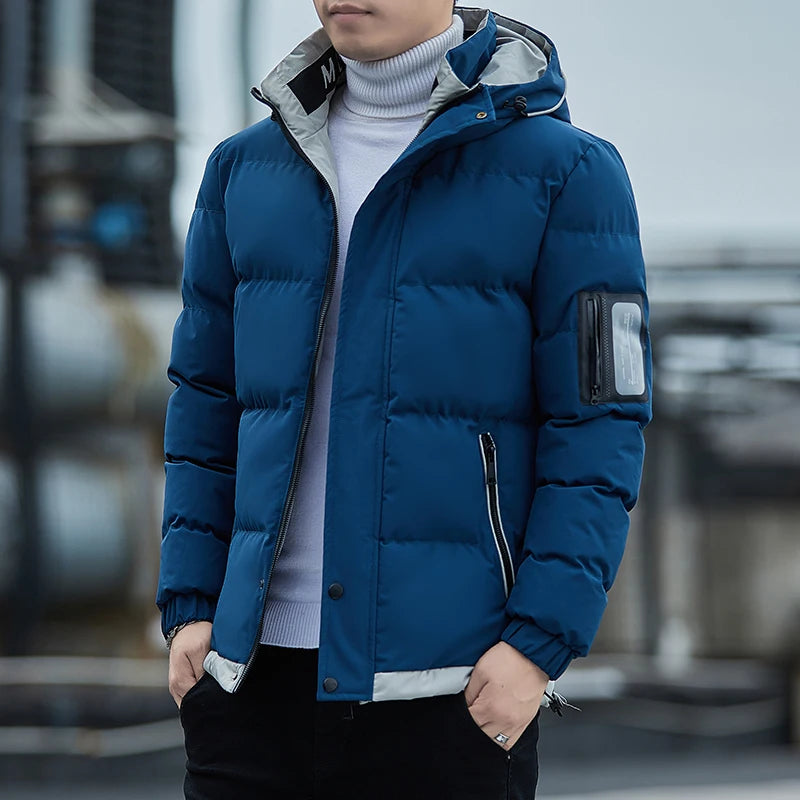 Men 2023 Winter Jacket Casual Thick Warm Windproof Outwear Fashion Hooded Down Parkas Coat