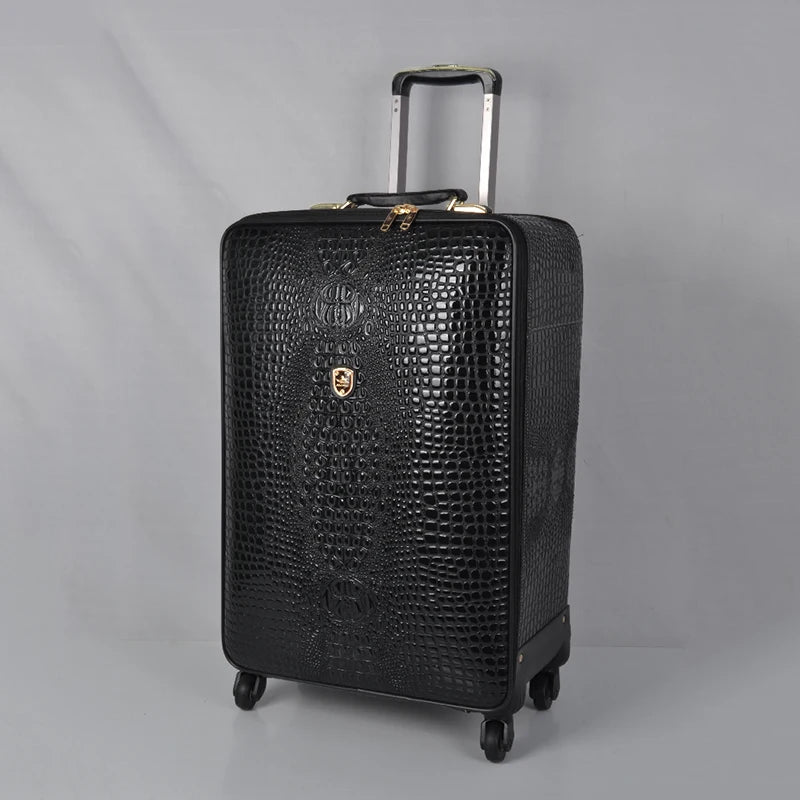 Real Leather crocodile pattern trolley suitcase universal wheel 16/20 inch boarding travel luggage full leather travel suitcase