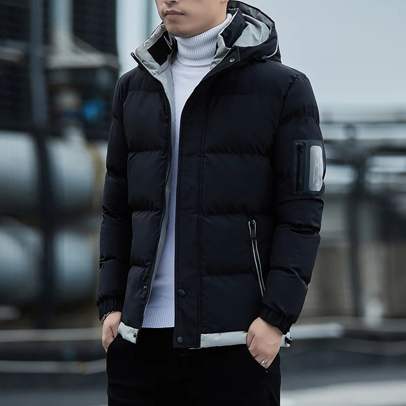 Men 2023 Winter Jacket Casual Thick Warm Windproof Outwear Fashion Hooded Down Parkas Coat